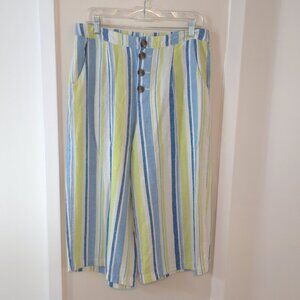 a.n.a. Womens Crop Pants, Linen Blend, Stripe, Size L